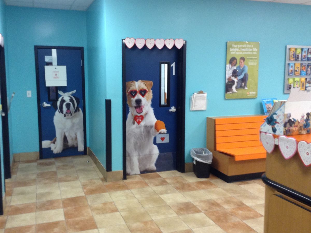 The lobby and exam room entrances to the Aventura location