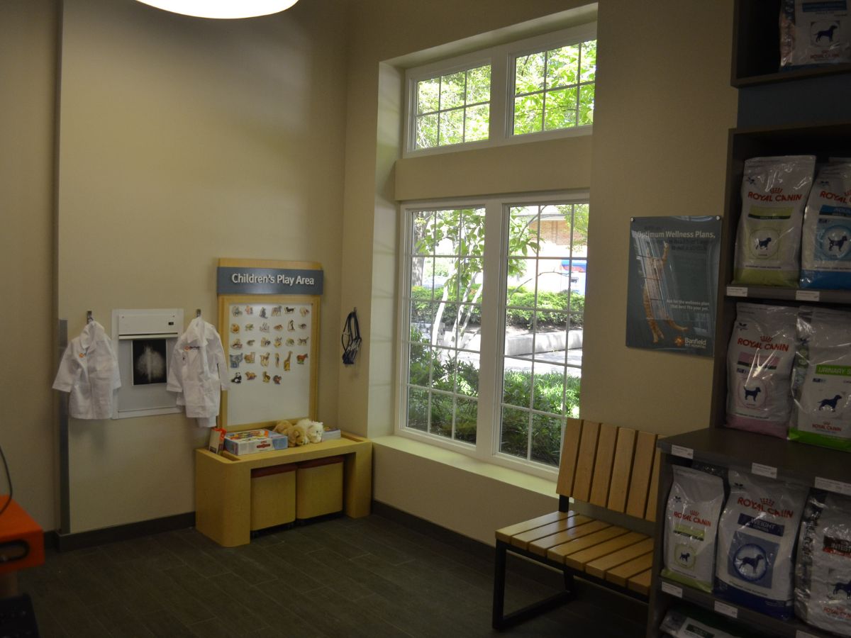 A view of the Ellicott City Banfield shelves and front lobby
