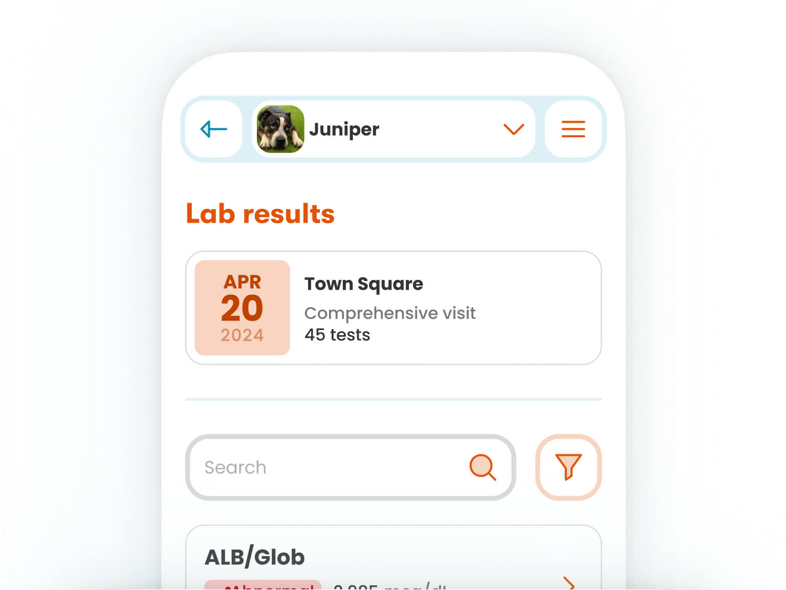A cell phone displaying the Pet Chat function on the Banfield mobile app