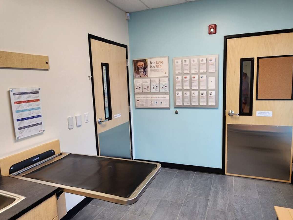The exam room table of the Spartanburg Dorman Banfield hospital