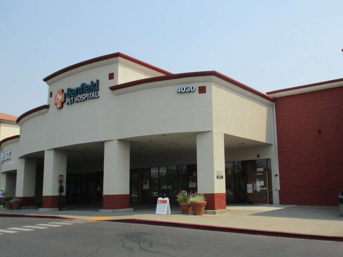 The front exterior entrance of the Carmichael Banfield hospital