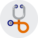 Illustrated icon of a stethoscope