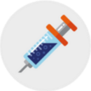 Illustrated icon of a medical syringe 