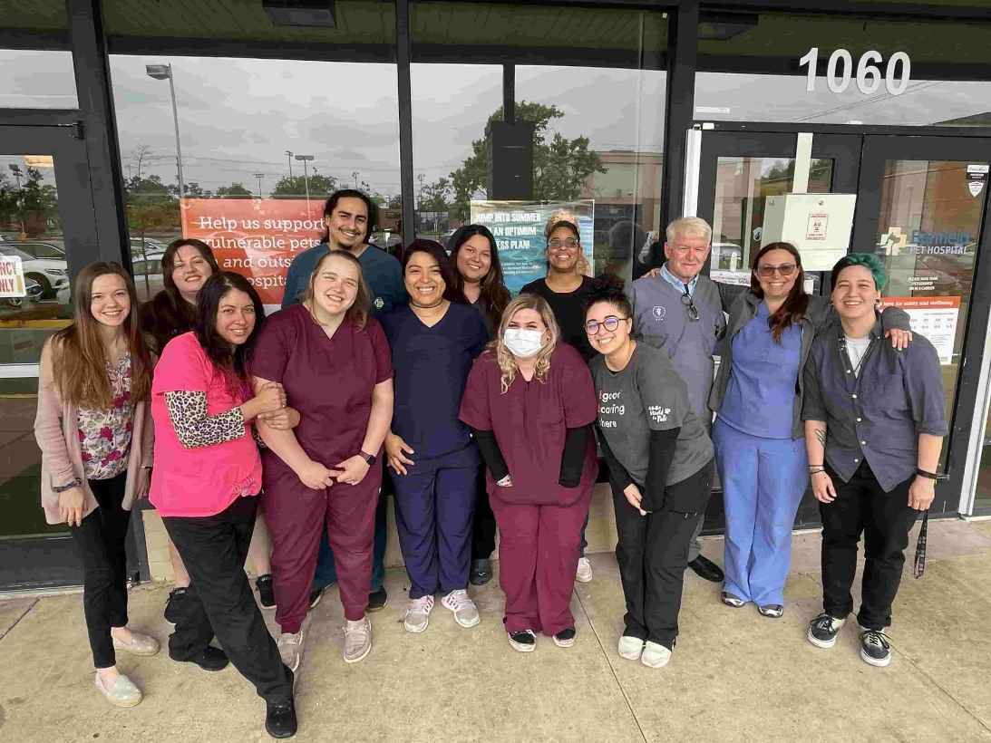 The staff posing outside of the Herndon hospital